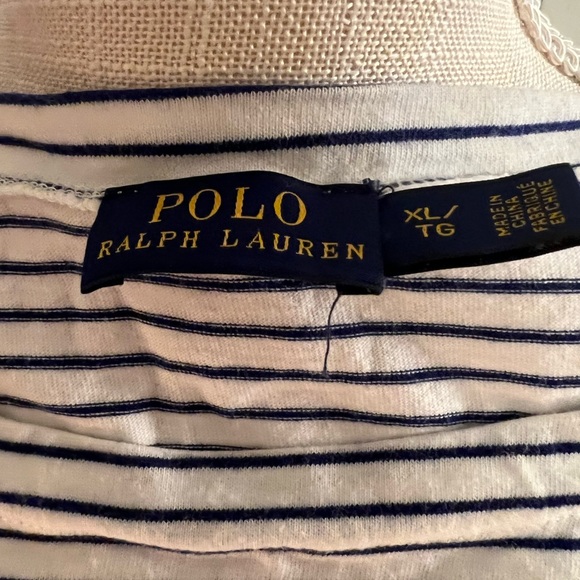 POLO RALPH LAUREN 100% Cotton Blue Striped 3/4 Sleeve Top  Size XL - Picture 2 of 3
